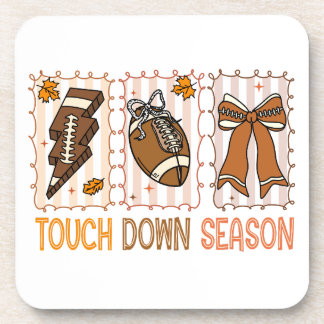 Fall Vintage Football Game Day Beverage Coaster
