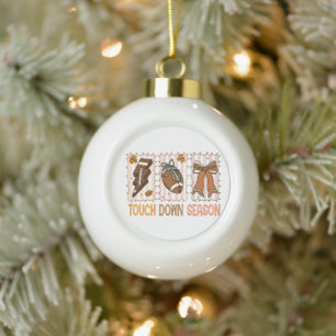Fall Vintage Football Game Day Ceramic Ball Christmas Ornament