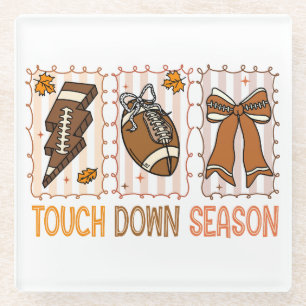 Fall Vintage Football Game Day Glass Coaster