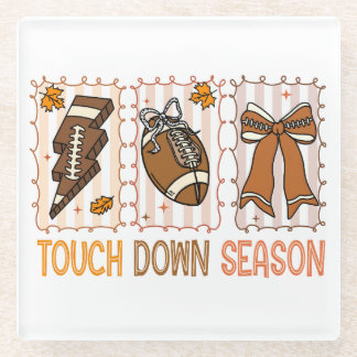 Fall Vintage Football Game Day Glass Coaster