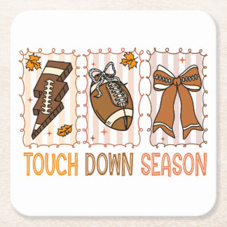 Fall Vintage Football Game Day Square Paper Coaster