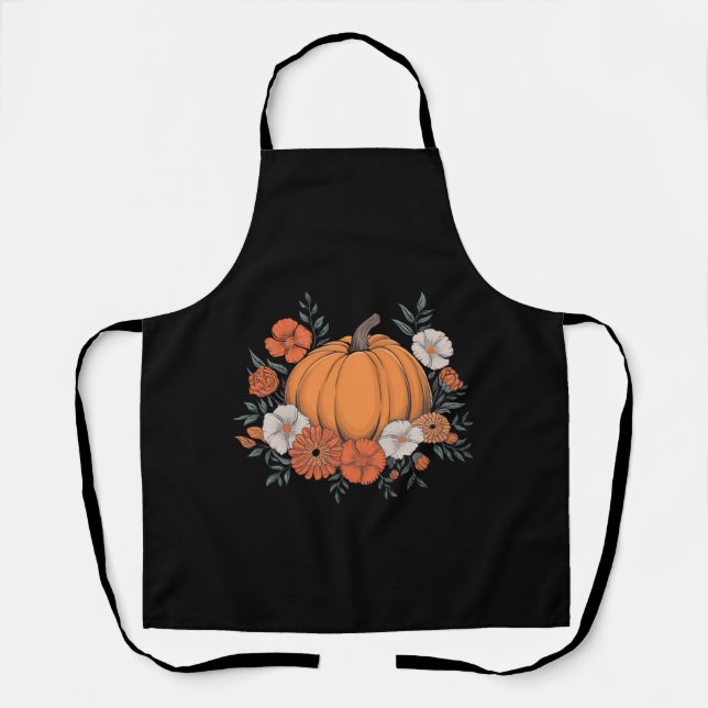 Fall Vintage Pumpkin Autumn Thanksgiving Apron (Front)