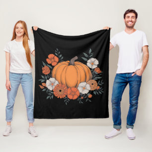 Fall Vintage Pumpkin Autumn Thanksgiving Fleece Blanket