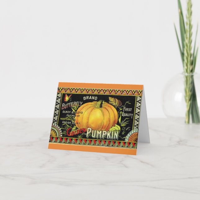 Fall Vintage Pumpkin Greeting Card (Front)