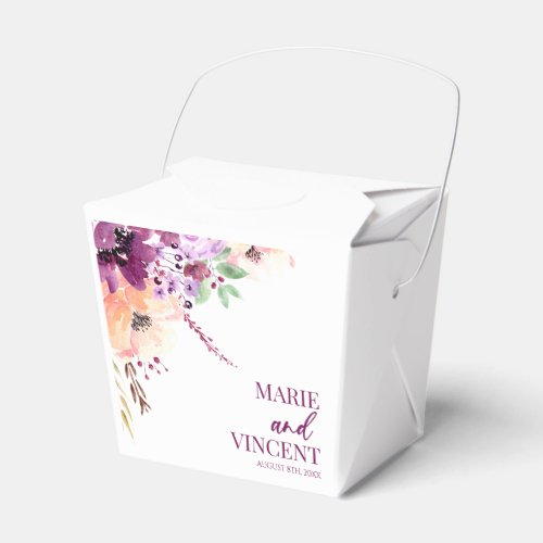 Fall Violet Magenta Purple Floral Flower Wedding Favor Boxes