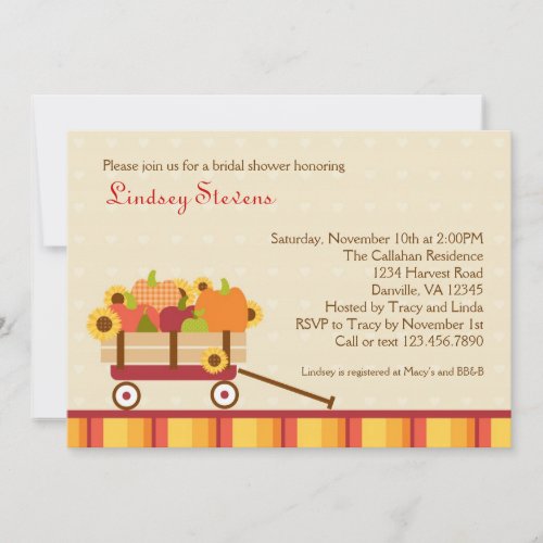 Fall Wagon Bridal Shower Invitation