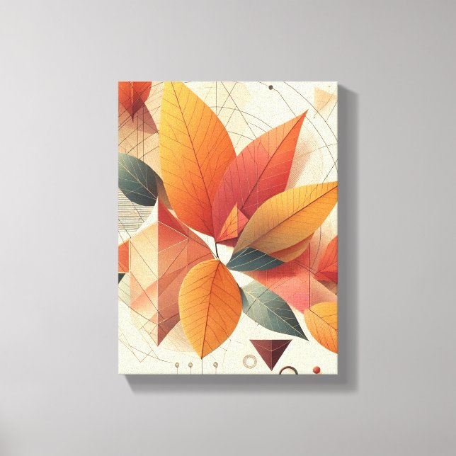 Fall Wall Art-Leaf and Geometric Shapes Canvas Print (Front)
