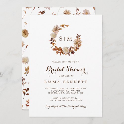 Fall Watercolor Botanical Bridal Shower Invitation