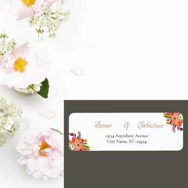 Fall Watercolor Bouquets Wedding Label (Creator Uploaded)