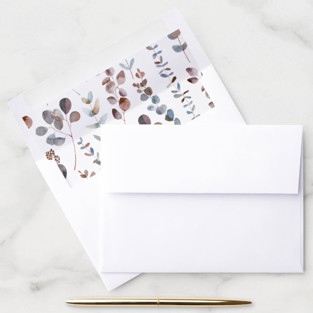 Fall Watercolor Eucalyptus Leaves  Envelope Liner (Desk)