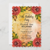 Fall Watercolor Floral 75th Birthday Party Invitation (Front)