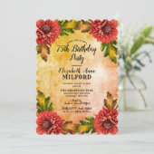Fall Watercolor Floral 75th Birthday Party Invitation (Standing Front)
