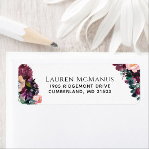 Fall Watercolor Floral and Eucalyptus Address Label