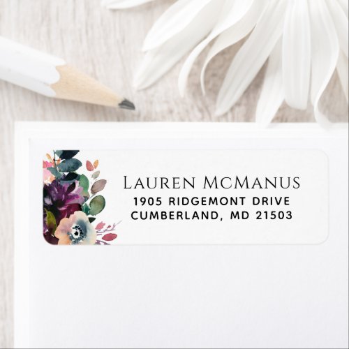 Fall Watercolor Floral and Eucalyptus Label