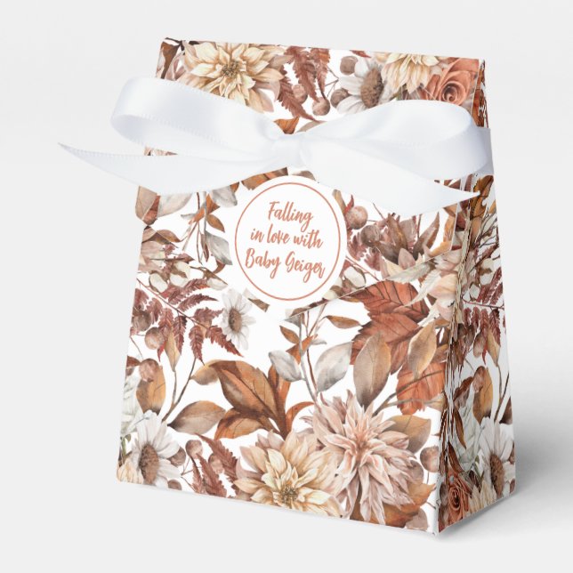 Fall Watercolor Floral  Baby Shower Favor Boxes (Front Side)