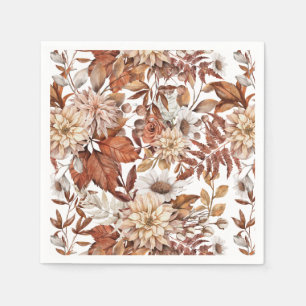 Fall Watercolor Floral Baby Shower Napkins