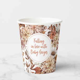 Fall Watercolor Floral Baby Shower Paper Cups