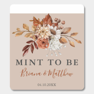 Fall Watercolor Floral Beige Wedding Favor Mints