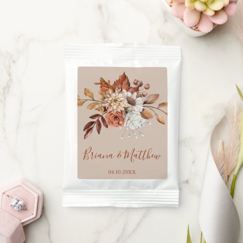 Fall Watercolor Floral Beige Wedding  Margarita Drink Mix