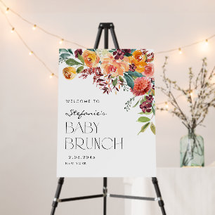 Fall Watercolor Floral Bouquet Autumn Baby Brunch Foam Board