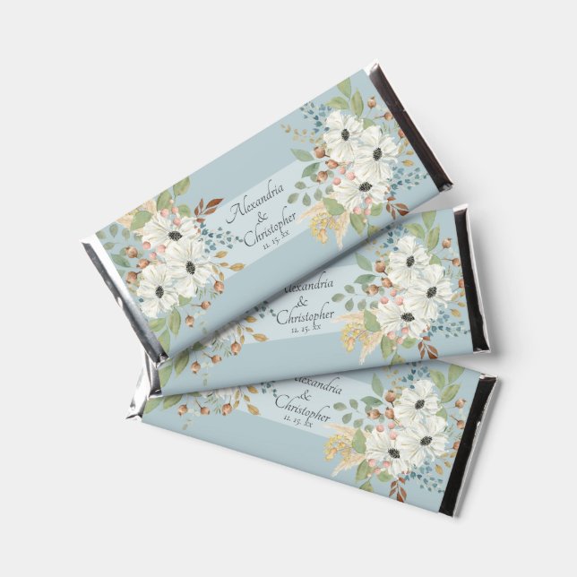 Fall Watercolor Floral Bouquet  Hershey Bar Favors (Front)