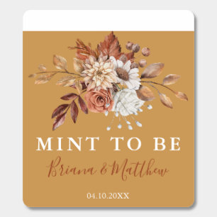 Fall Watercolor Floral Gold Wedding Favor Mints