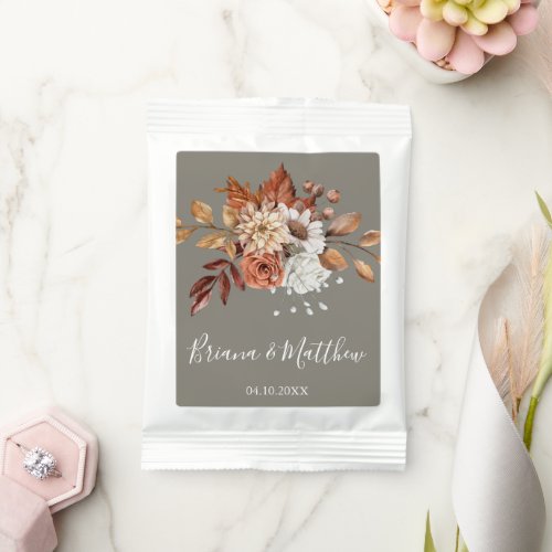 Fall Watercolor Floral Gray Wedding  Margarita Drink Mix