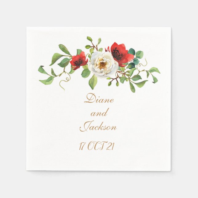 Fall Watercolor Floral Napkins (Front)