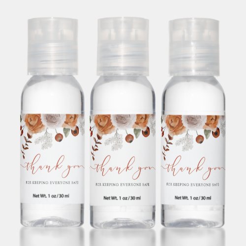 Fall Watercolor Floral Wedding Hand Sanitizers 