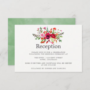 Fall Watercolor Floral Wedding Reception Invitation