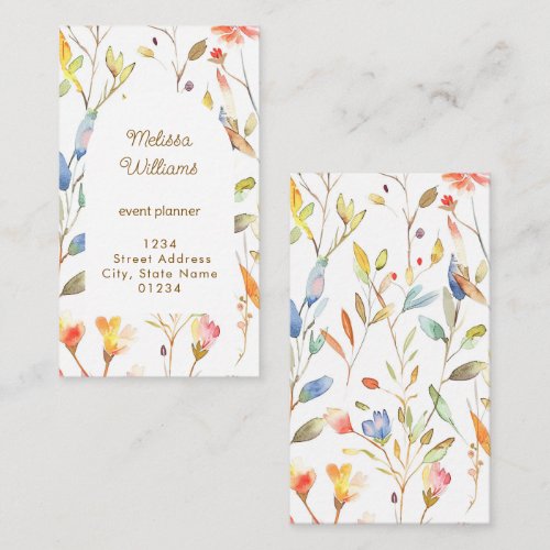 fall watercolor flowers  business card