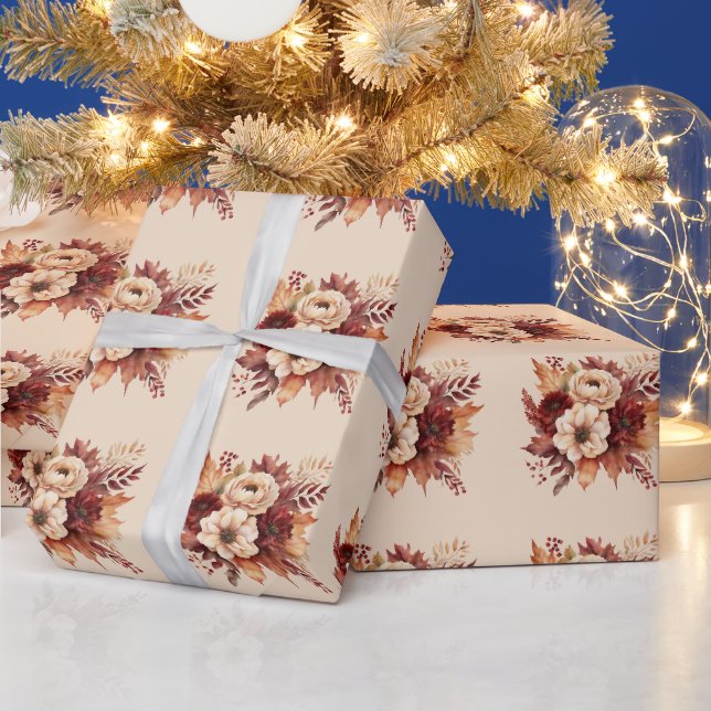 Fall Watercolor Flowers-Wrapping Paper (Holidays)