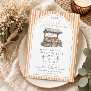 Fall Watercolor Fresh Off The Market Bridal Shower Invitation