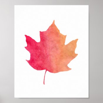 Fall Watercolor Maple Leaf Art Poster by whimsydesigns at Zazzle