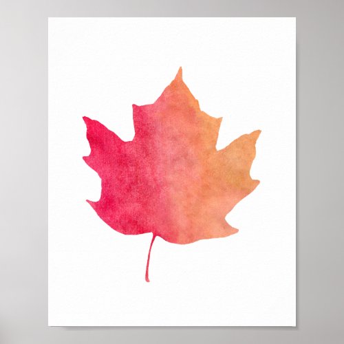 Fall Watercolor Maple Leaf Art Poster
