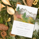 Fall Watercolor Mountains Pine Trees Save the Date<br><div class="desc">Fall Watercolor Mountains Pine Trees Save the Date - A gorgeous, watercolor mountain landscape is featured on our Save the Date in a beautiful fall color palette. Modern, minimalistic typography is also featured. Save the Date is part of a collection. The back of the invitation is shown as rust, however,...</div>