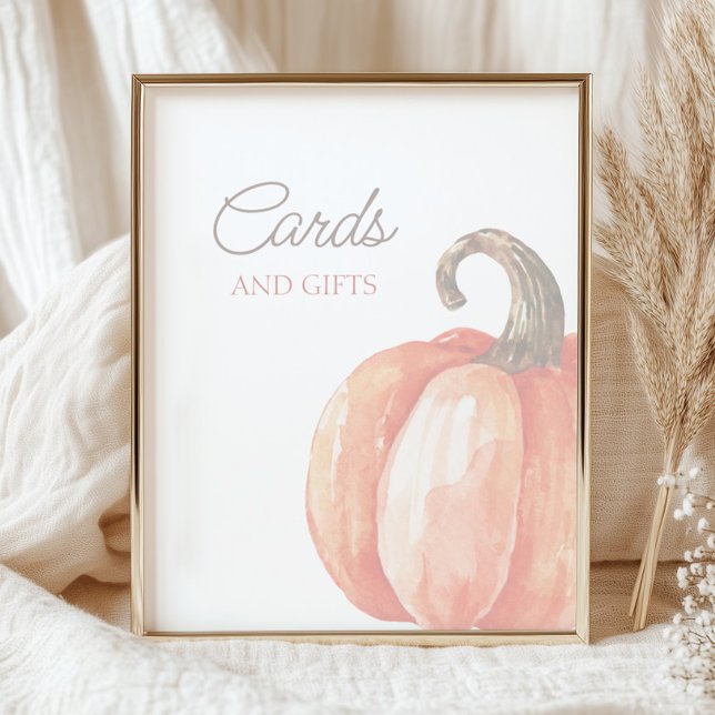 Fall Watercolor Orange Pumpkin Cards and Gifts  Poster (Creator Uploaded)