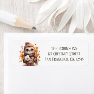 Fall Watercolor Owl - Return Address Label