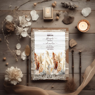 Fall  Watercolor Pampas Grass Bridal Invitation