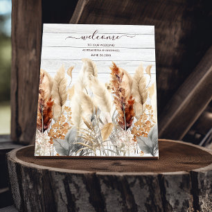 Fall Watercolor Pampas Grass Wedding Foam Board