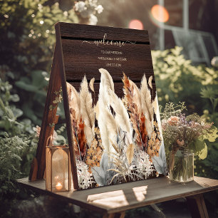 Fall Watercolor Pampas Grass Wedding Foam Board