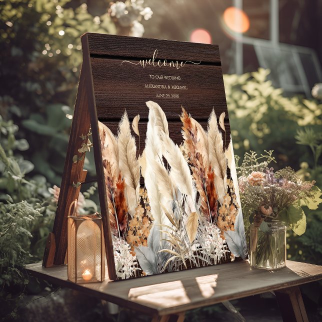 Fall  Watercolor Pampas Grass Wedding Foam Board (Creator Uploaded)