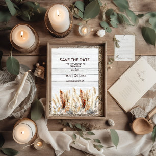 Fall Watercolor Pampas Grass Wedding Save The Date