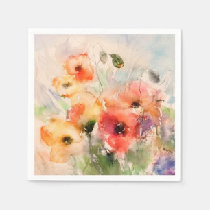 Fall watercolor poppies  napkins