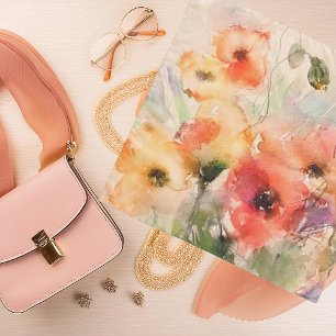 Fall watercolor poppies  scarf