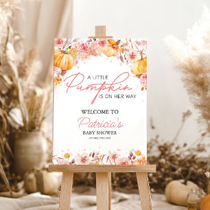 Fall Watercolor Pumpkin Baby Shower Welcome Sign