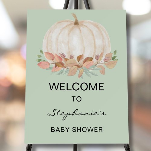 Fall Watercolor Pumpkin Baby Shower Welcome Sign