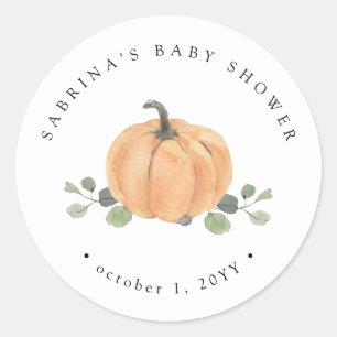 Fall Watercolor Pumpkin Classic Round Sticker
