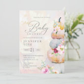 Fall Watercolor Pumpkin Girl Baby Shower Invitation (Standing Front)