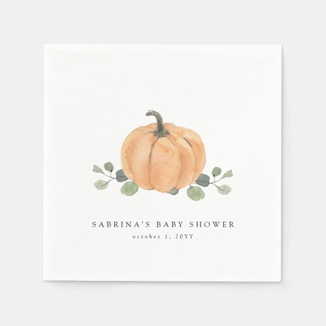 Fall Watercolor Pumpkin Napkins (Front)